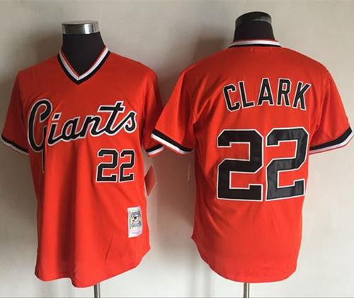 Mitchell And Ness Giants #22 Will Clark Orange Throwback Stitched MLB jerseys - Click Image to Close